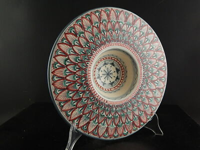 BOTTEGA D'ARTE PIATTO DECORATIVO MAIOLICA CERAMICA FIRENZE FATTO DIPINTO A MANO