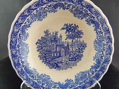 VINTAGE PIATTO FONDO CERAMICA N.I.C.E MONDOVI' BIANCO BLU COLLEZIONE SHABBY CHIC