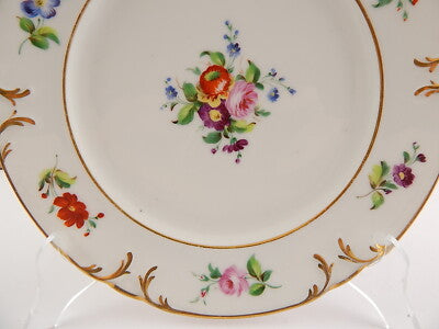 ANTICO PIATTO PORCELLANA PARIGI INIZIO 800 DIPINTO MANO FIORI POLICROMI IMPERO*