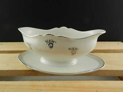 ANTICA ART DECO SALSIERA PORCELLANA DECORO ARGENTO VERBANO LAVENO 1935 ANDLOVITZ