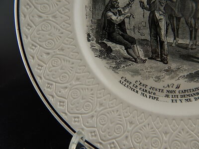 ANTICO COLLEZIONE ORIGINALEPIATTO PARLANTE MILITARE CERAMICA FRANCESE 1800 #6777