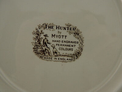 PIATTO CERAMICA VINTAGE THE HUNTER BY MYOTT STAFFORDSHIRE ENGLAND STAMPA MANO