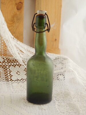 ANTICA RARA BOTTIGLIA VETRO DOPPIO SPESSORE VERDE BIRRA AOSTA PUBBLICITARIO