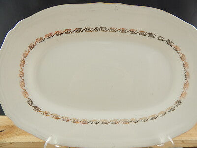 VINTAGE VASSOIO PIATTO OVALE RICHARD GINORI PORCELLANA ARISTON AVORIO E ORO