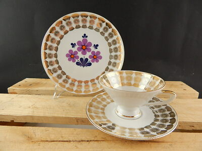 VINTAGE TRIO PORCELLANA TAZZA 2 PIATTINI WINTERLING BAVARIA ROSIAU COLLEZIONE