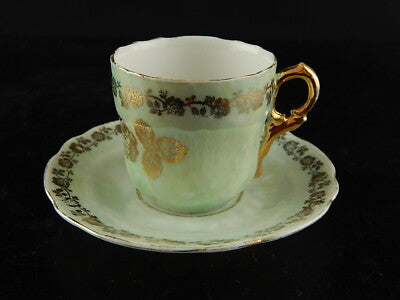 ANTICA TAZZINA CAFFE' TIELSCH ALTWASSER DECORO PERLACEO ORO ZECCHINO FINE 800 #