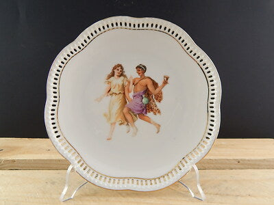 ANTICO ART NOUVEAU PREZIOSO PIATTO TRAFORATO PORCELLANA SCHUMANN 1920 BAVARIA #