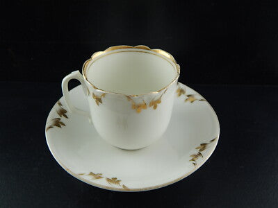 ANTICO SERVIZIO 6 TAZZE PIATTINI PORCELLANA BIANCA ORO IMPERO VECCHIO PARIGI 800