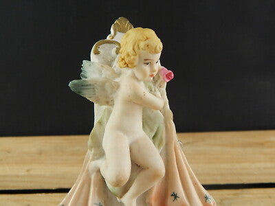 ARTE SACRA RARA PREZIOSA ACQUASANTIERA CERAMICA POLICROMA CAPODIMONTE CHERUBINO