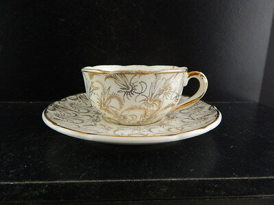 ANTICA RARA TAZZA SARREGUEMINES DIGOIN 1920 CERAMICA BIANCA ORO ZECCHINO #6557