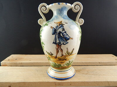 ANTICO 1920 RARO VASO BIANSATO POLICROMO CERAMICA MAIOLICA ALBISOLA FENICE