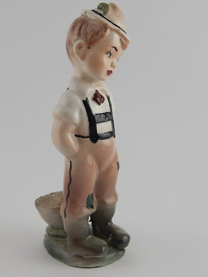 ANTICA STATUINA BAMBINO PORCELLANA CERAMICA SCULTURA POLICROMA ITALIA PRIMI 1900