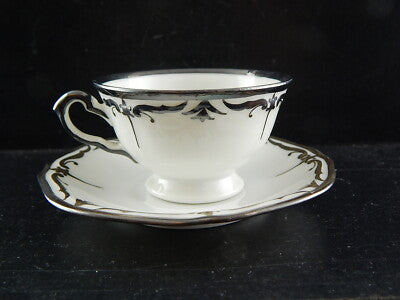 ANTICA PREZIOSA 1935 COLLEZIONE TAZZINA PORCELLANA BIANCA ARGENTO OSCAR SCHALLER