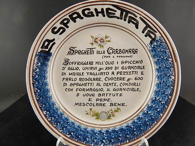 VINTAGE PIATTO ARTISTI DELLA CERAMICA SPAGHETTATA DIPINTO A MANO CAVA TIRRENI #