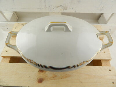 ANTICA ZUPPIERA ART DECO CERAMICA BIANCA MANIFATTURA DEL VIVO SESTO FIRENZE 1930