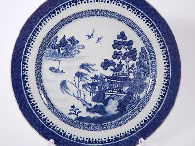 ANTICO PIATTO DI PORCELLANA DECORO WILLOW PORCELAIN PLATE PRIMI ANNI DEL 1800