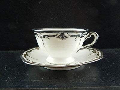 ANTICA PREZIOSA 1935 COLLEZIONE TAZZINA PORCELLANA BIANCA ARGENTO OSCAR SCHALLER