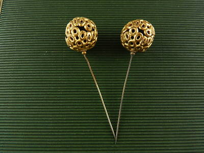 ACCESSORI ABBIGLIAMENTO ART DECO ANTICA COPPIA SPILLONI PER CAPPELLO