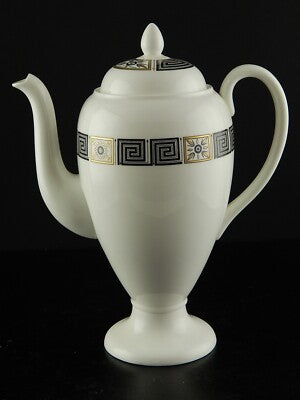 VINTAGE CAFFETTIERA PORCELLANA WEDGWOOD ETRURIA ASIA BLACK PORCELAIN COFFEE POT
