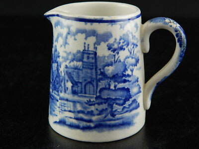 ANTICO SET LATTIERA ZUCCHERIERA ENOCH WOODS & SONS CERAMICA BLU ENGLISH SCENERY