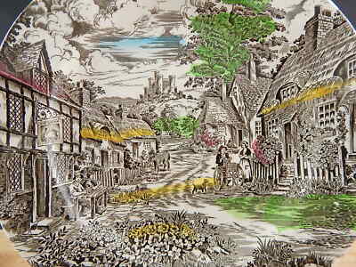 ANTICO PIATTO SEMI PORCELLANA ENOCH WEDGWOOD TUNSTALL LTD. OLD ENGLISH VILLAGE