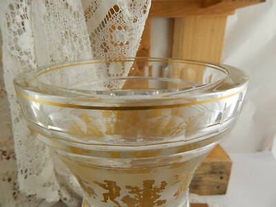 VAL ST LAMBERT FIRMATO VASO CRISTALLO MOLATO JUPITER DANSE DE FLORE ORO 24 K