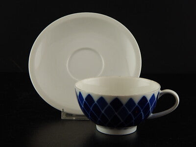 VINTAGE ORIGINALE TAZZA TÈ PORCELLANA BIANCA SMALTO BLU ARZBERG GERMANY DIFETTO