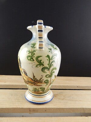 ANTICO 1920 RARO VASO BIANSATO POLICROMO CERAMICA MAIOLICA ALBISOLA FENICE