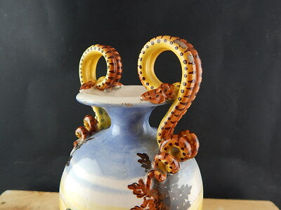 ANTICO PREZIOSO VASO CERAMICA MAIOLICA DIPINTO A MANO LA COLONNATA S.FIORENTINO