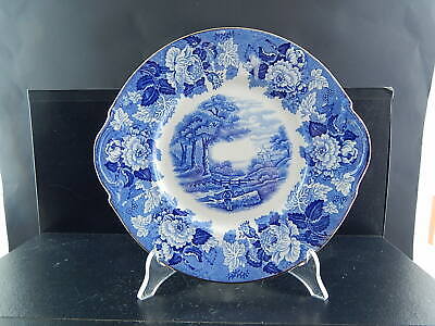 VINTAGE CERAMICA ENOCH WOOD'S ENGLISH SCENERY PIATTO TORTA VASSOIO CON MANICI