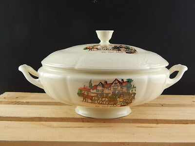 ANTICA RARA ZUPPIERA CERAMICA SEMI PORCELLANA INGLESE OLD BRIDGE EARTHENWARE