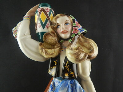 ANTICA SCULTURA TIZIANO GALLI MADE IN ITALY CERAMICA FINE ANNI 30 DONNA E ASINO