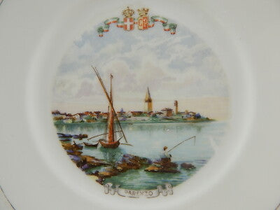 ANTICO PIATTO PORCELLANA GINORI CITTA' REDENTE PARENZO 1919 STEMMA REGNO ITALIA