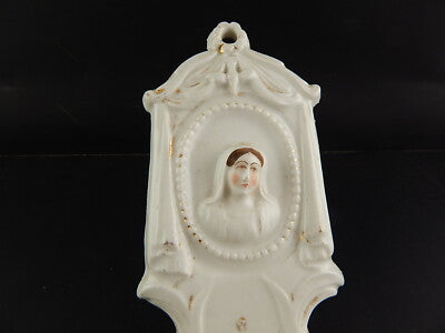 ANTICA ARTE SACRA ACQUASANTIERA IN PORCELLANA DI PARIGI BISCUIT FINE 800