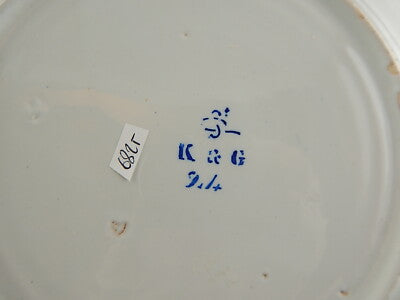 ANTICO PIATTO CERAMICA MAIOLICA LUNEVILLE K&G FATTO DIPINTO MANO 1890 TAMBURINO