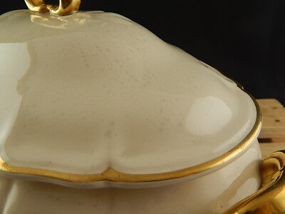 ANTICA ART DECO ZUPPIERA CENTROTAVOLA CERAMICA DECORO ORO VILLEROY&BOCH METTLACH