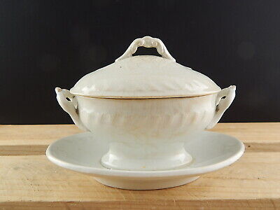 ANTICA RARA SALSIERA CERAMICA LOMBARDA BIANCA ELEFANTINO DECORO COUNTRY CHIC