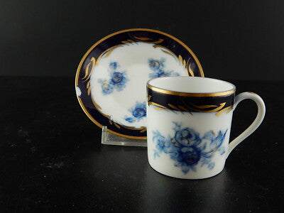 VINTAGE RARA TAZZINA PORCELLANA COLLEZIONE LIMOGES BLU ORO DIPINTO MANO DIFETTO