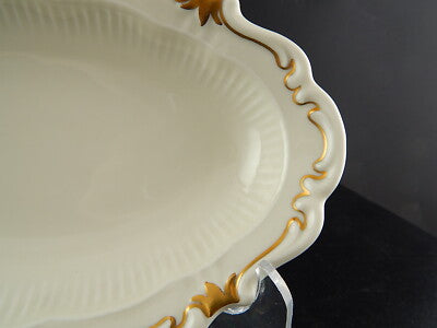 ROCAILLE VEB REICHENBACH PIATTO OVALE VASSOIO RAVIERA PORCELLANA BIANCO ORO