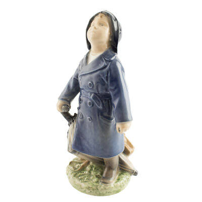 STATUINA PORCELLANA ROYAL COPENHAGEN "Bambino con Ombrello" 3556 ORIGINALE PRIMA