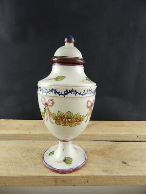 ANTICO VASO ALBARELLO SPEZIALE FARMACIA MAIOLICA SECONDA META' 700 GHIRLANDE