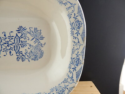 ANTICO 1932 RARO VASSOIO RAVIERA CENTROTAVOLA CERAMICA NICE MONDOVI' BIANCO BLU