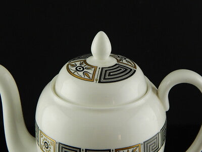 VINTAGE CAFFETTIERA PORCELLANA WEDGWOOD ETRURIA ASIA BLACK PORCELAIN COFFEE POT