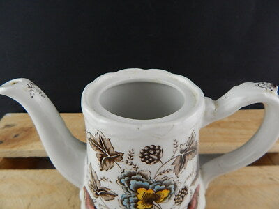 ANTICA CAFFETTIERA CERAMICA OLD CHELSEA GRINDLEY STAMPA A MANO IL GELSO LE MORE