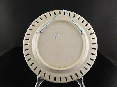 PIATTO DECORATIVO TRAFORATO MAIOLICA CERAMICA BASSANO NOVE DIPINTO INVERNO