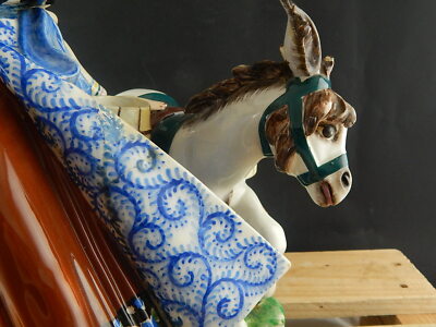 ANTICA SCULTURA TIZIANO GALLI MADE IN ITALY CERAMICA FINE ANNI 30 DONNA E ASINO