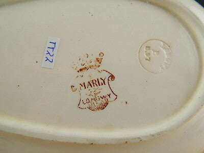 ANTICA RARA SALSIERA CERAMICA TERRE DE FER LONGWY MODELLO MARLY FRANCE 1800