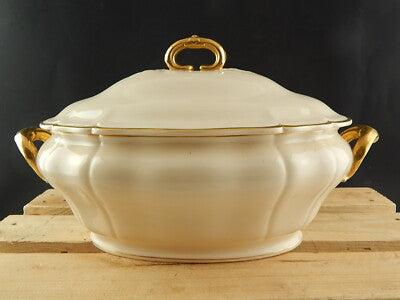 ANTICA ART DECO ZUPPIERA CENTROTAVOLA CERAMICA DECORO ORO VILLEROY&BOCH METTLACH