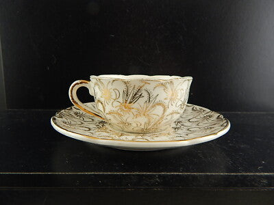 ANTICA RARA TAZZA SARREGUEMINES DIGOIN 1920 CERAMICA BIANCA ORO ZECCHINO #6559