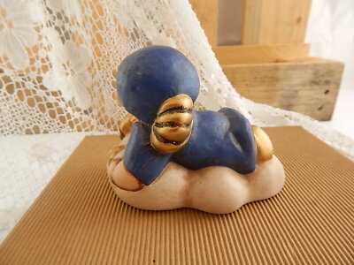 VINTAGE AUTENTICA CERAMICA THUN ANGELO BLU SU NUVOLA BOLZANO FAIENCE ANGEL BLUE
